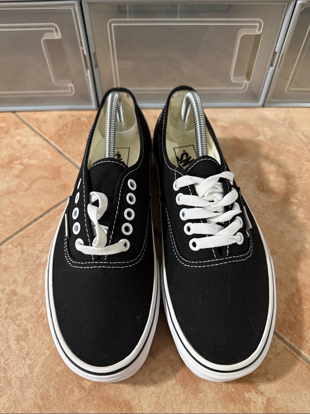 Vans Black Canvas Low-Top Sneakers with White Trim